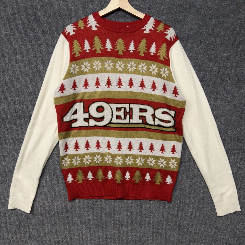 San Francisco 49ers Sweatshirt Mens L Red Ugly Christmas Knit NFL Team Apparel